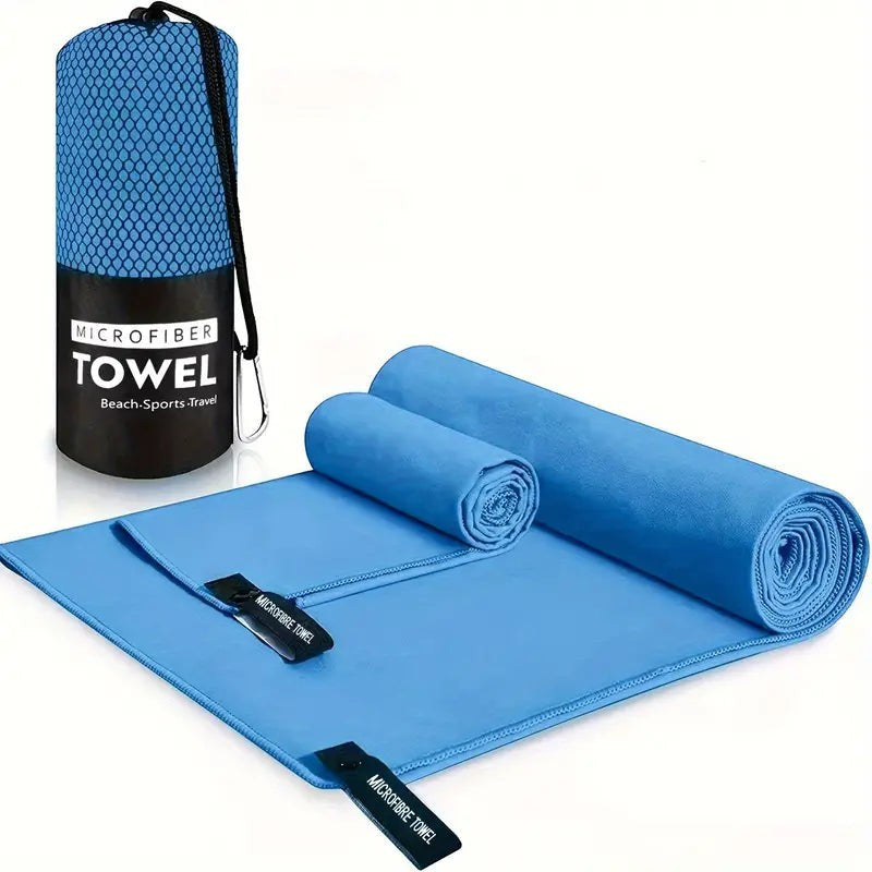 Microfiber Travel Towel Set – 2-Pack Quick-Dry Camping Towels - Blue