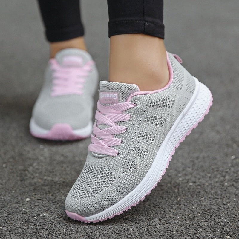 Outdoor Sports Shoes – Breathable Cushioned Grip Sneakers - Grey Pink