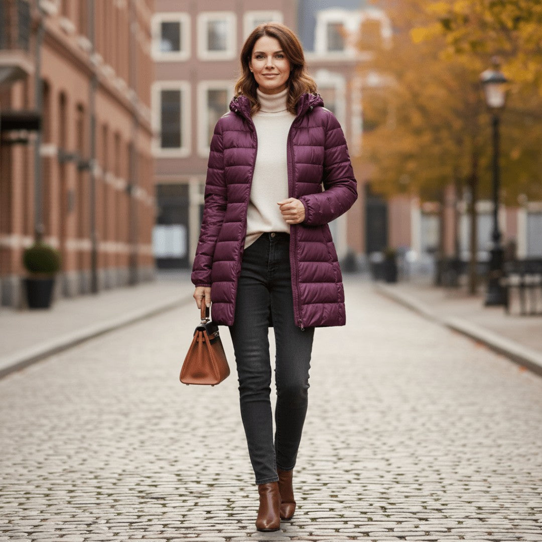 Packable Down Coat – Lightweight Detachable-Hood Longline