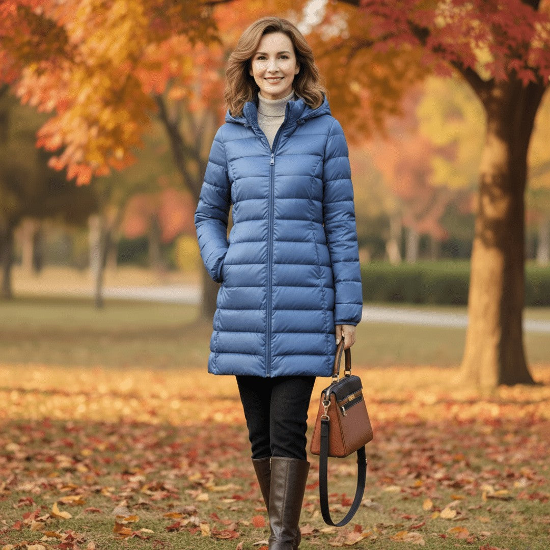 Packable Down Coat – Lightweight Detachable-Hood Longline