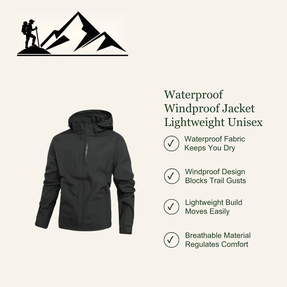 Rain Jacket – Unisex Lightweight Waterproof Windproof Shell