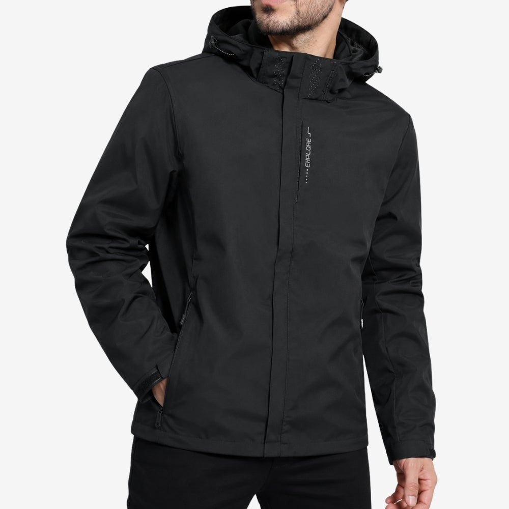 Rain Jacket – Unisex Lightweight Waterproof Windproof Shell - Black