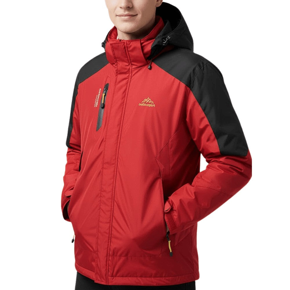 Rain Jacket – Waterproof Insulated Hooded Shell - Red