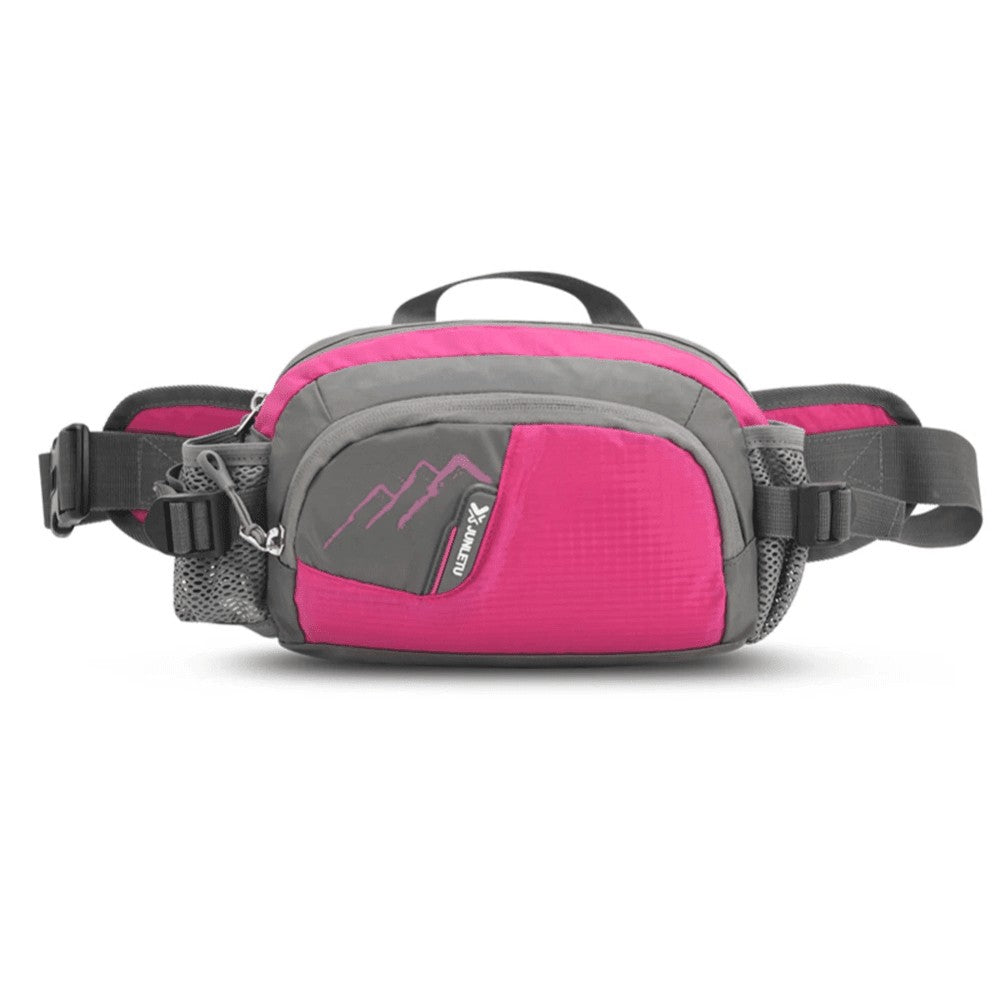 Running Waist Pack – Water-Resistant Bottle Holder Belt - Rose Red