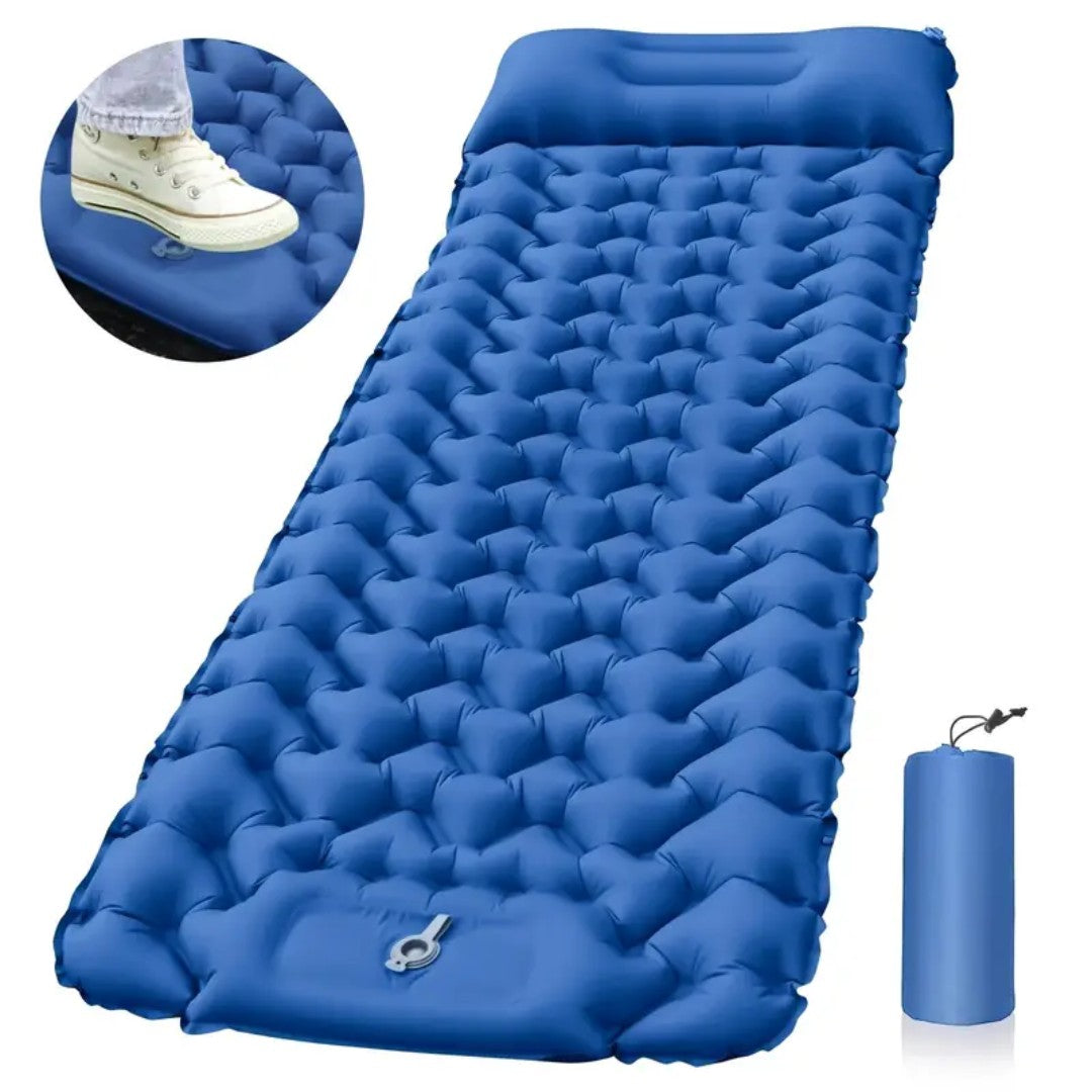 Self-Inflating Camping Sleeping Mat – Air Mattress with Built-In Pump - Blue