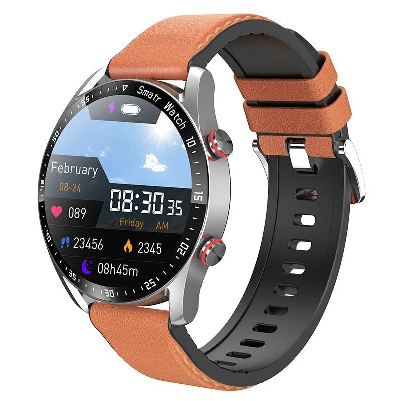 Smartwatch – Water-Resistant Activity & Sleep Tracker - Silver Leather