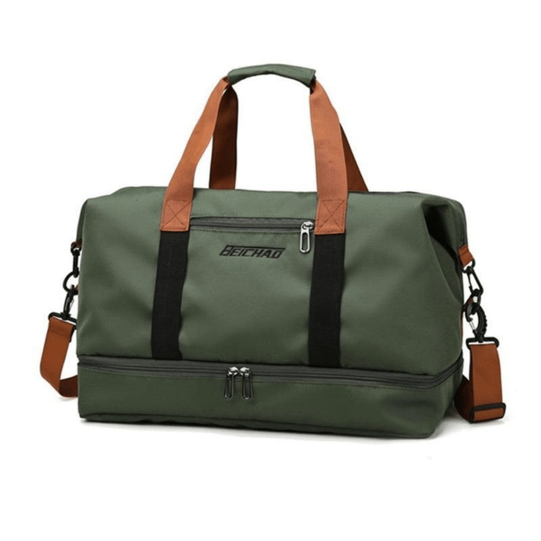 Sports Travel Bag – Water-Resistant 600D Shoe Compartment - Green