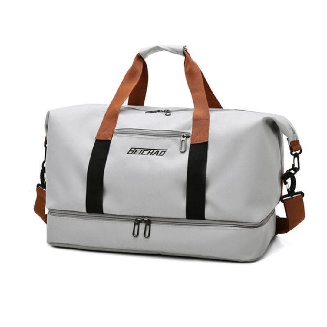 Sports Travel Bag – Water-Resistant 600D Shoe Compartment - Grey