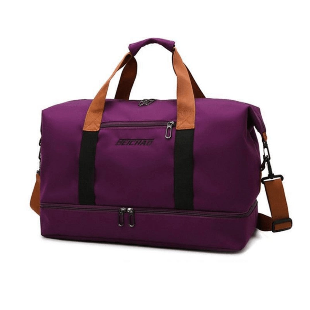 Sports Travel Bag – Water-Resistant 600D Shoe Compartment - Purple