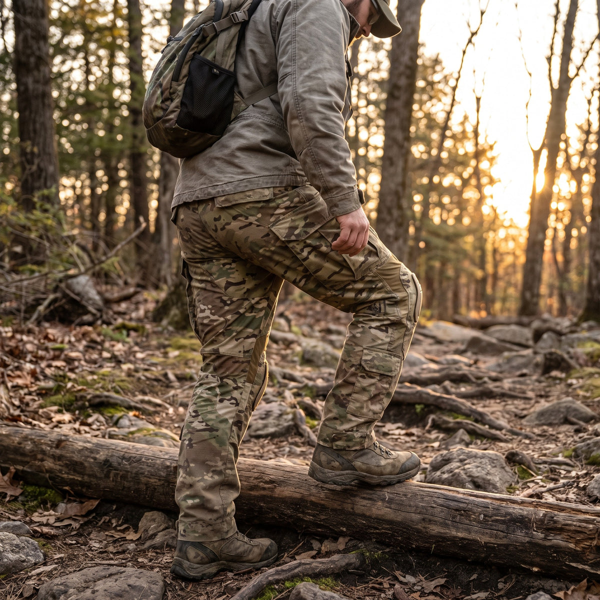 Tactical Combat Pants with Knee Pads – Ripstop Camo Cargo Pants