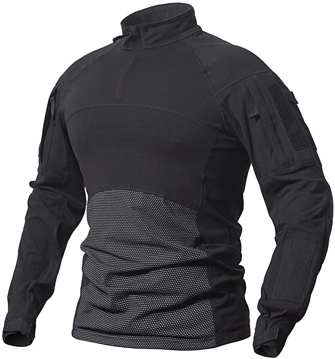 Tactical Combat Shirt – Moisture-Wicking Quarter-Zip Base Layer - Black