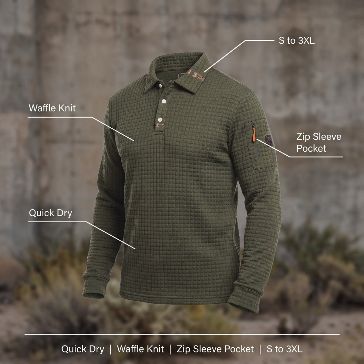Tactical Polo Shirt – Long-Sleeve Quick-Dry Waffle-Knit Top