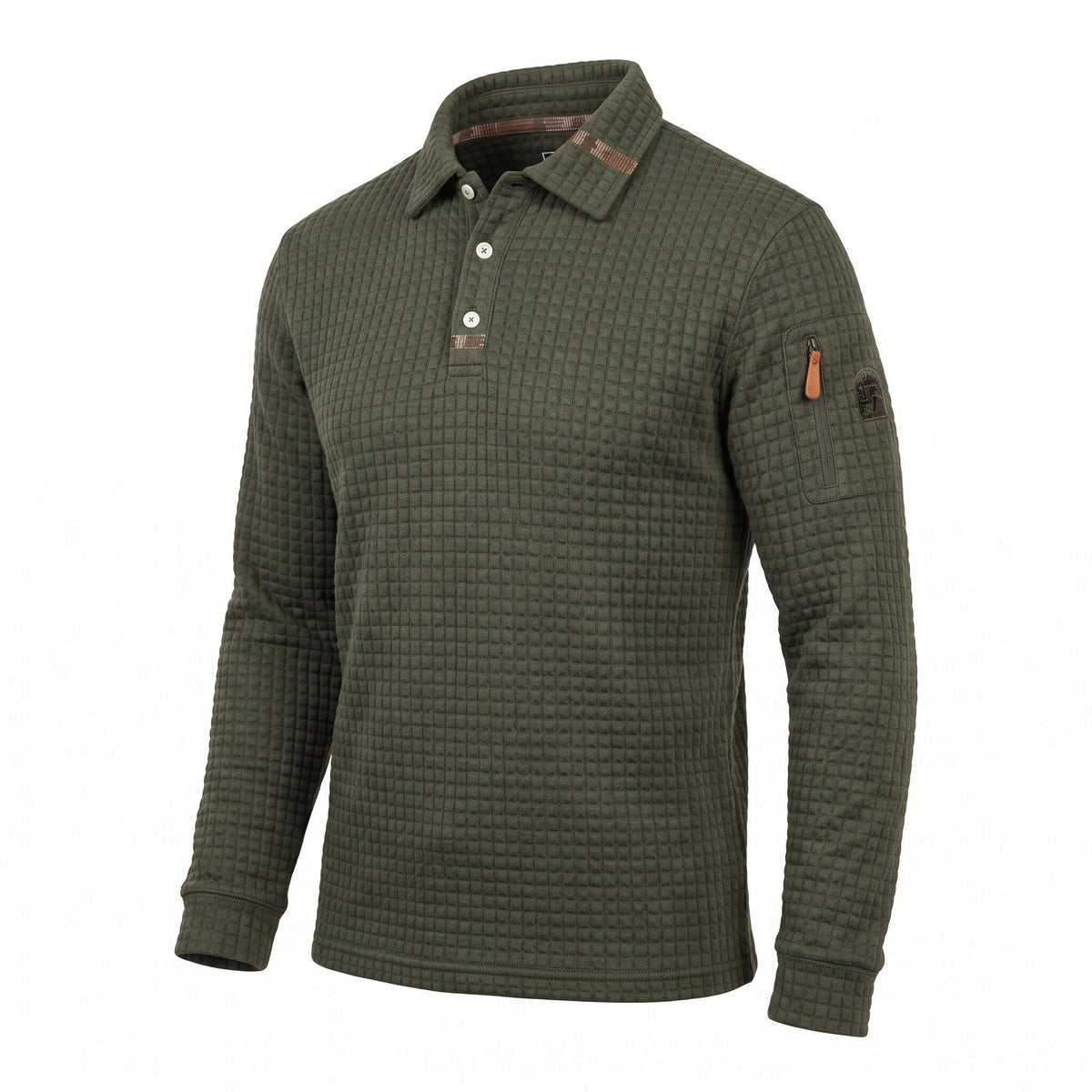 Tactical Polo Shirt – Long-Sleeve Quick-Dry Waffle-Knit Top - Army Green