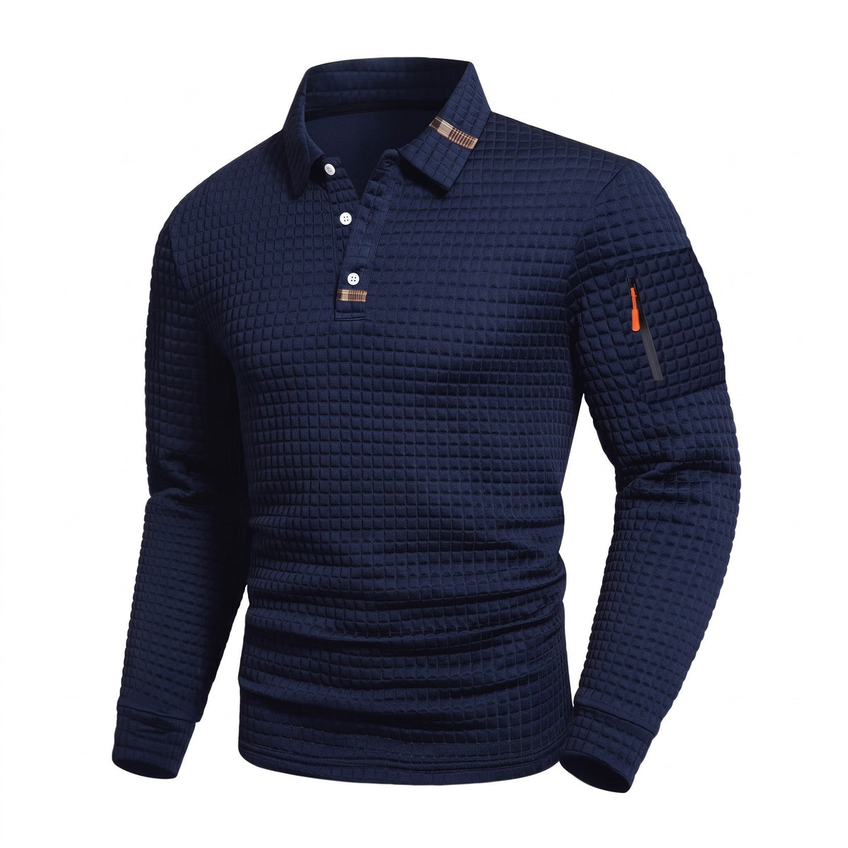 Tactical Polo Shirt – Long-Sleeve Quick-Dry Waffle-Knit Top - Navy