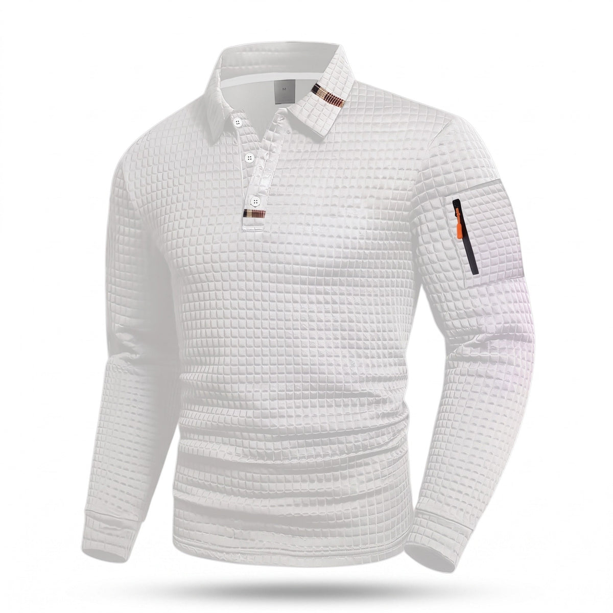 Tactical Polo Shirt – Long-Sleeve Quick-Dry Waffle-Knit Top - White