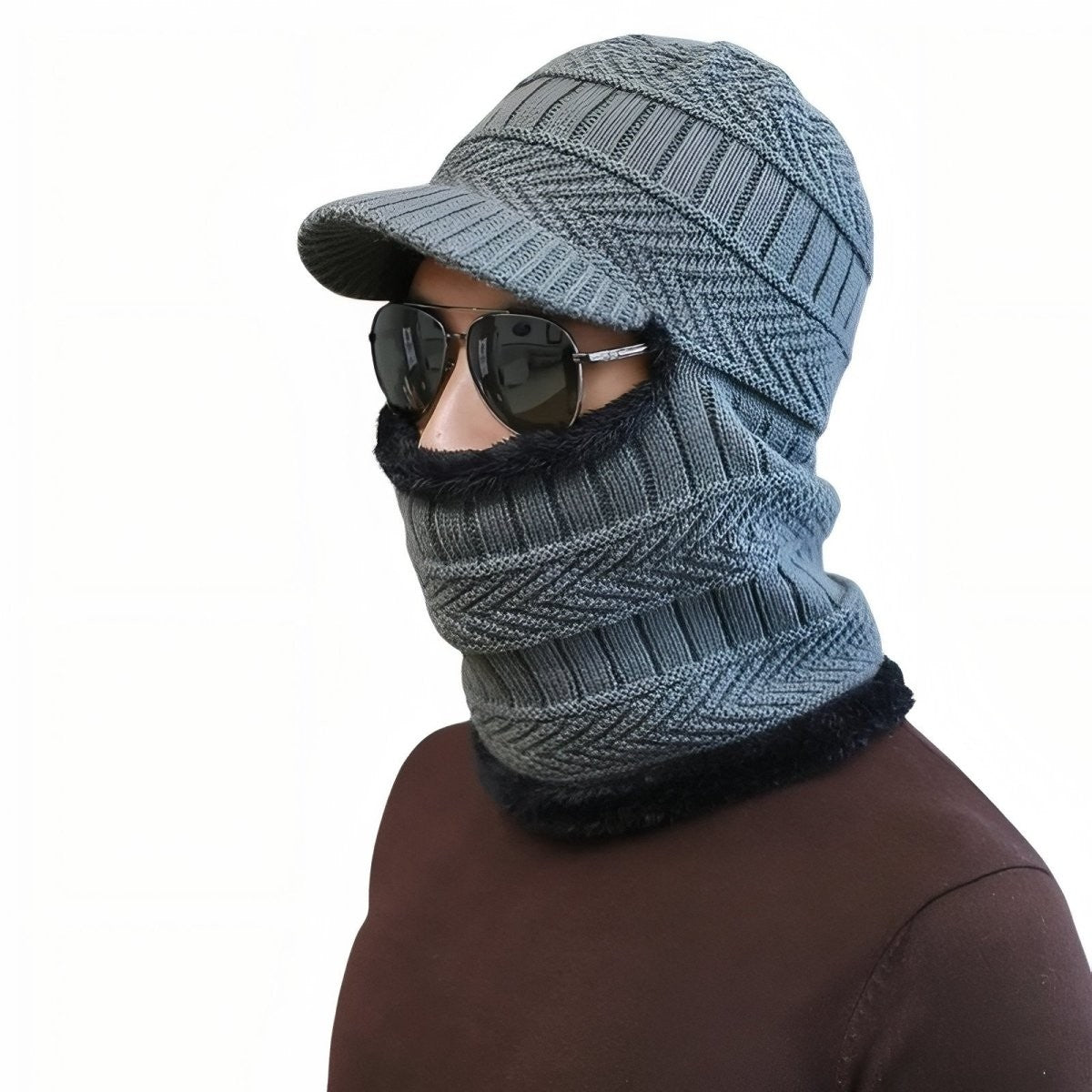 Thermal Balaclava – Fur-Lined Full-Coverage Visor Hood - Dark Grey