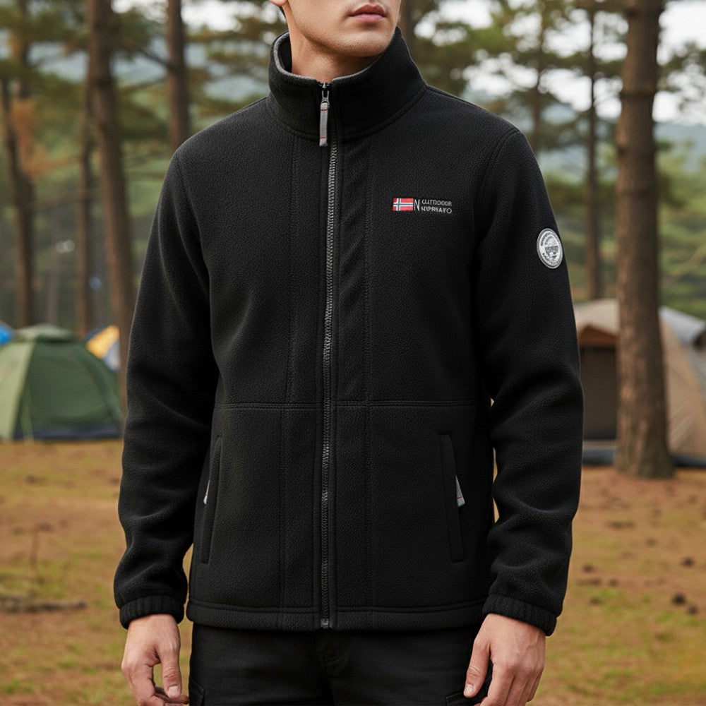 Thermal Fleece Jacket – Full-Zip Breathable Mid-Layer - Black