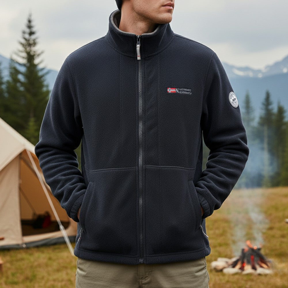 Thermal Fleece Jacket – Full-Zip Breathable Mid-Layer - Blue