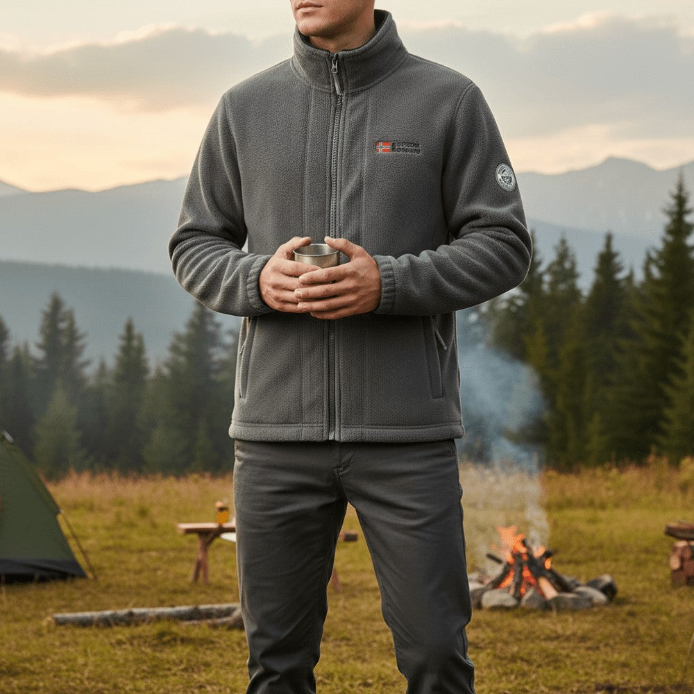 Thermal Fleece Jacket – Full-Zip Breathable Mid-Layer - Grey