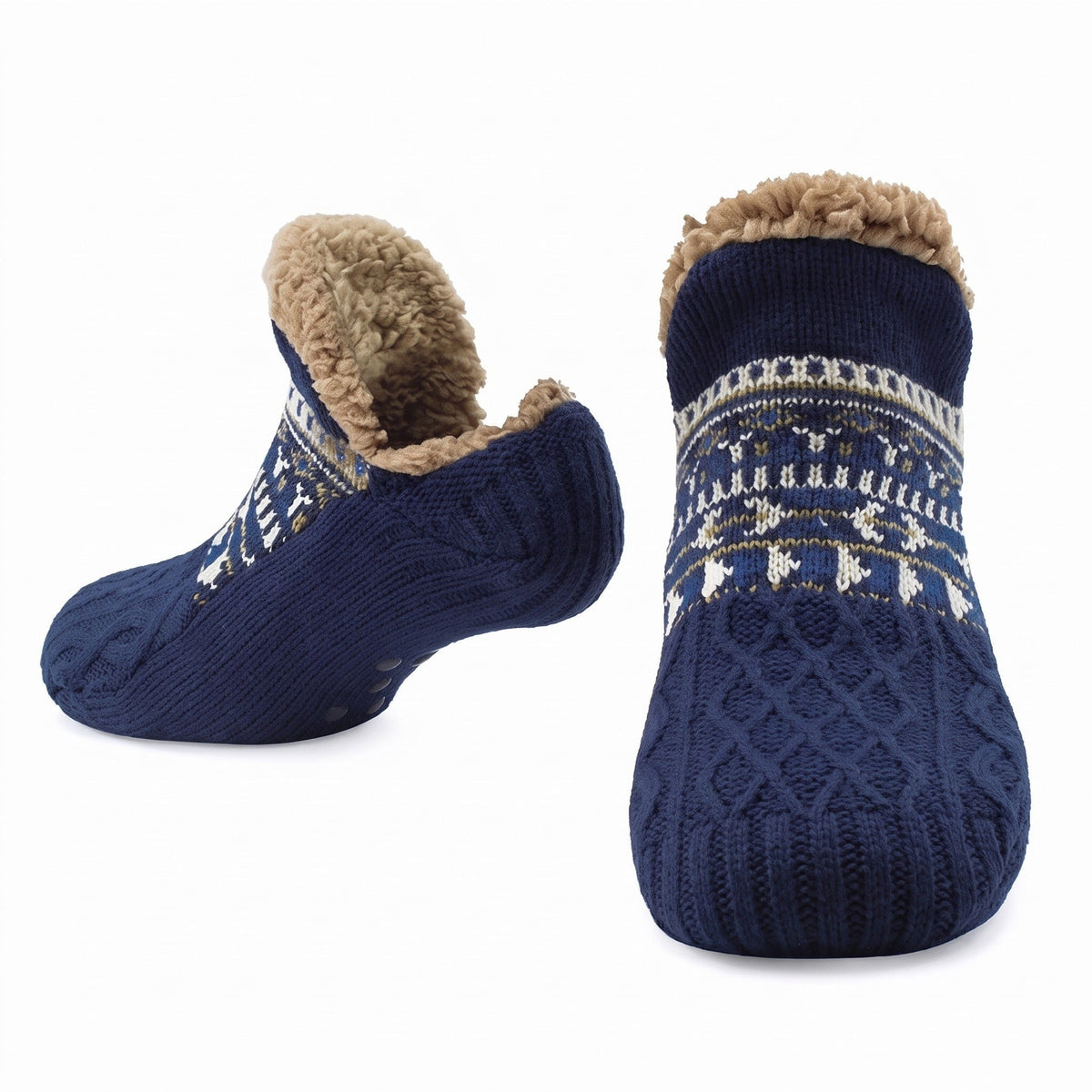 Thermal Knitted Socks – Non-Slip Silicone Grip Winter Socks - Navy