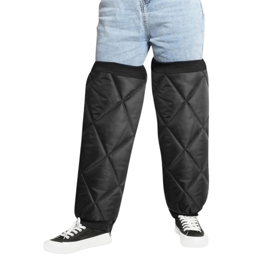 Thermal Leg Warmers – Water-Resistant Knee-Protection Zip - Black