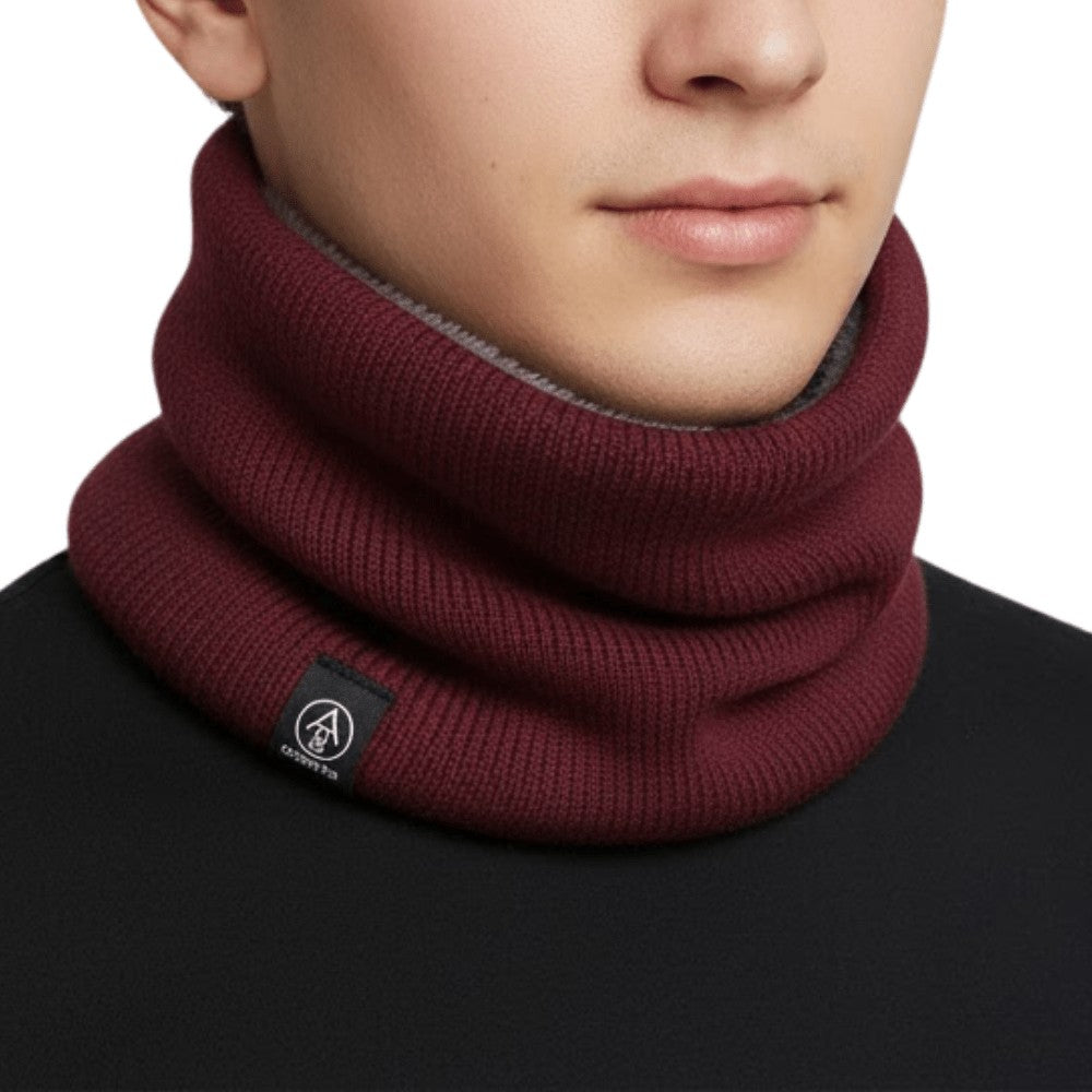 Thermal Neck Warmer – Knit Stretch Cold-Weather Gaiter - Wine Red