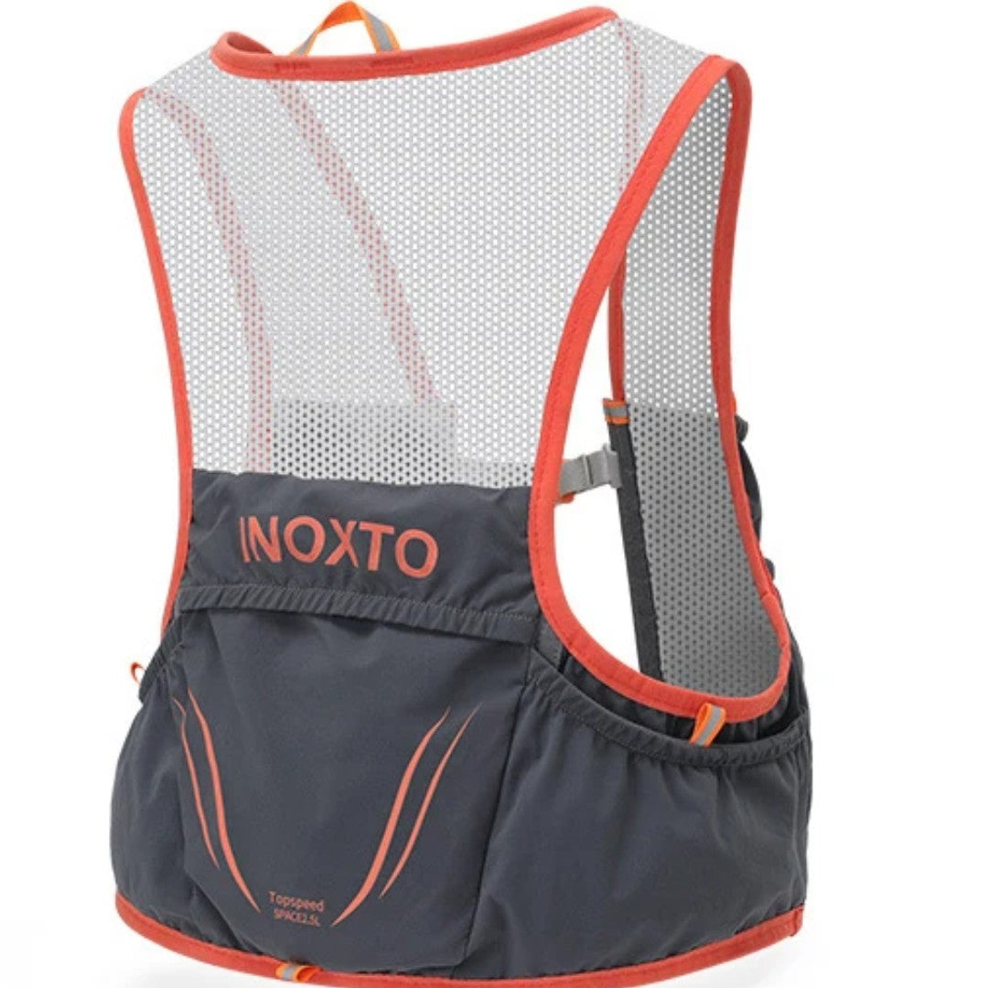 Trail Running Vest – Hydration Pack with 2 Soft Flasks - Orange / Gray