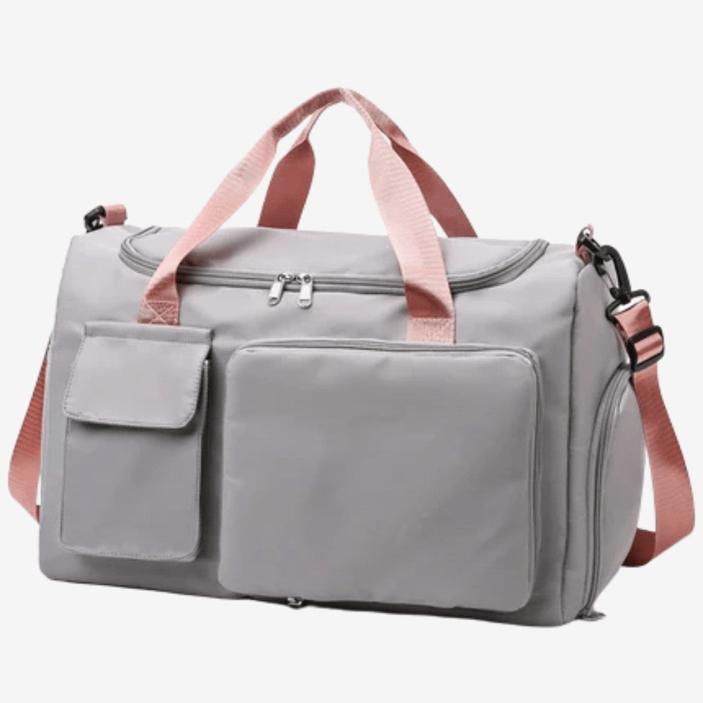 Travel Duffel Bag – Large-Capacity Shoe Compartment - Grey Pink