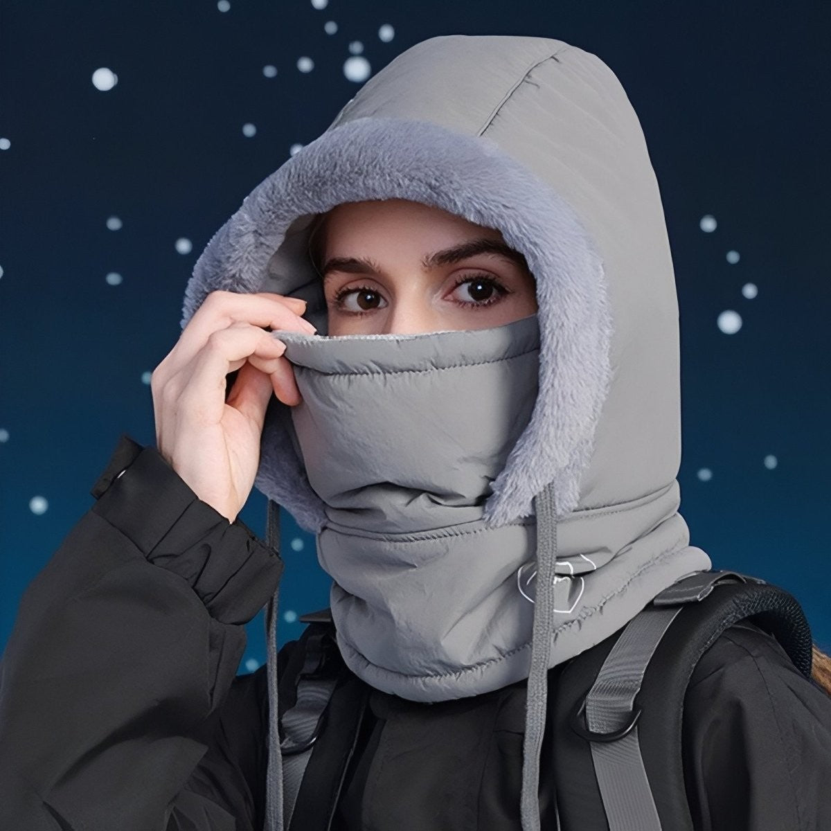 Water-Resistant Winter Balaclava – Faux-Fur Quilted Thermal Hood