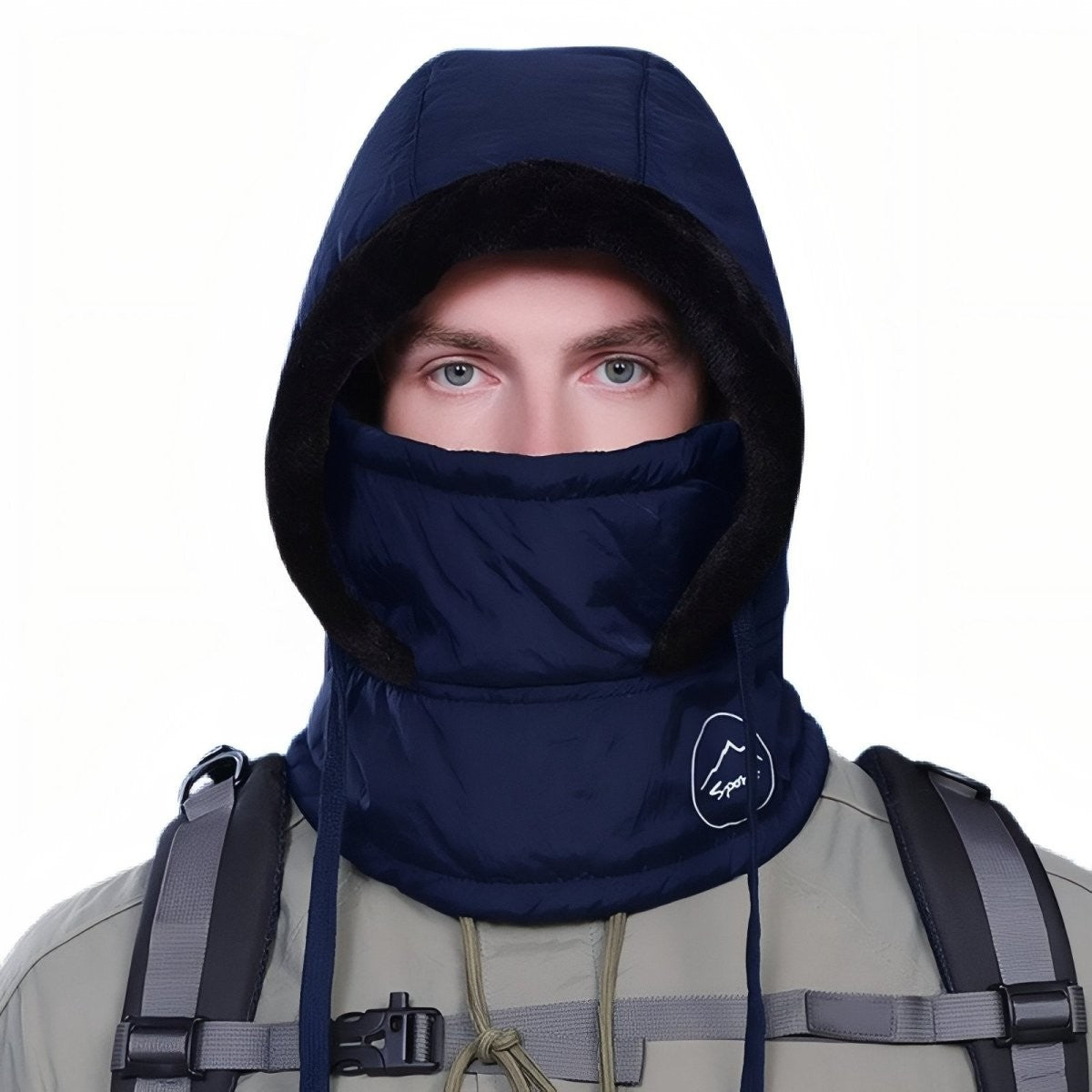Water-Resistant Winter Balaclava – Faux-Fur Quilted Thermal Hood - Navy Blue