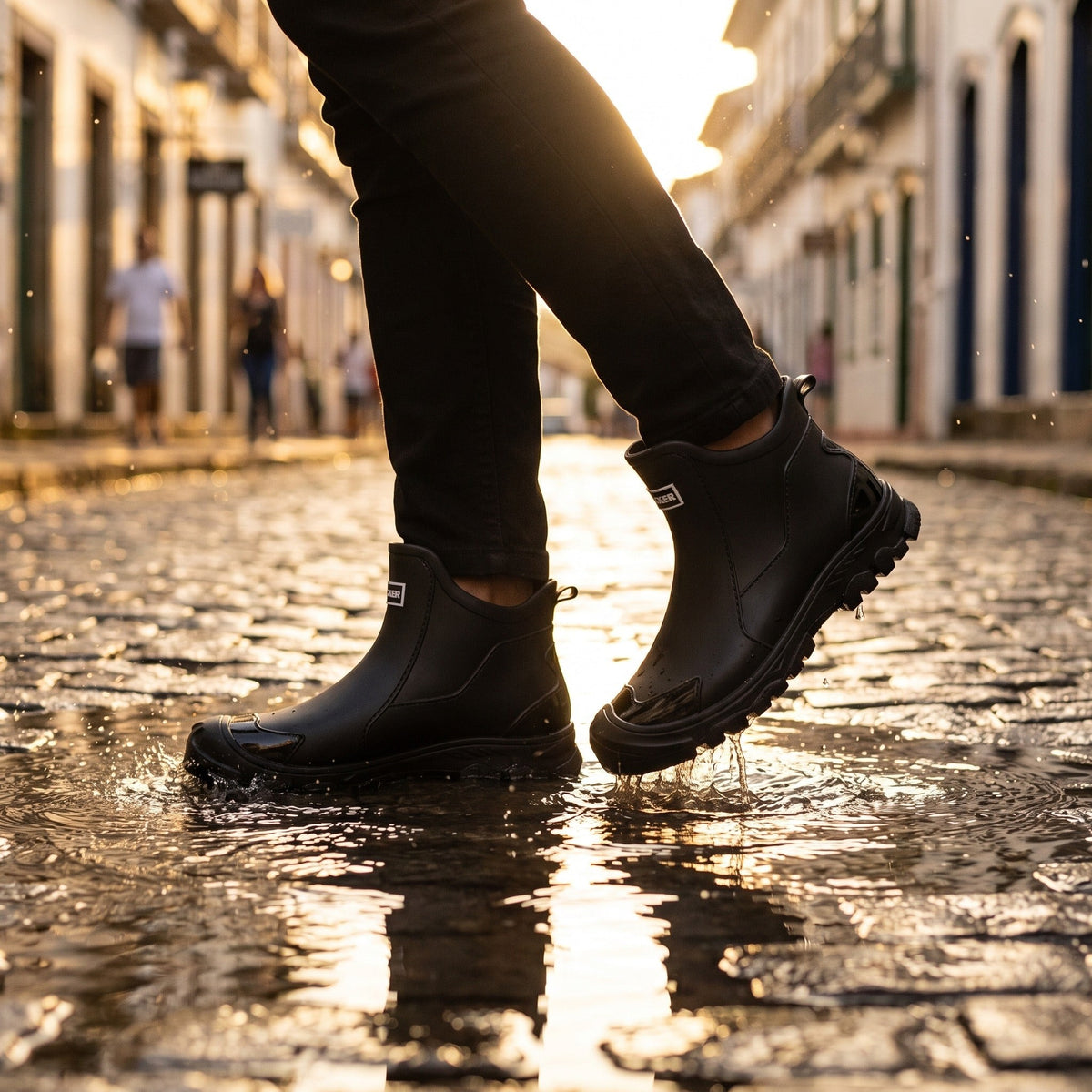Waterproof Ankle Rain Boots – Non-Slip Rubber Pull-On Booties