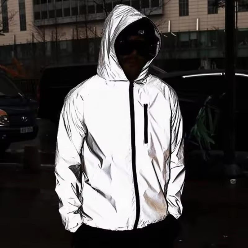 Waterproof Reflective Jacket – Lightweight Wind Shell - Grey
