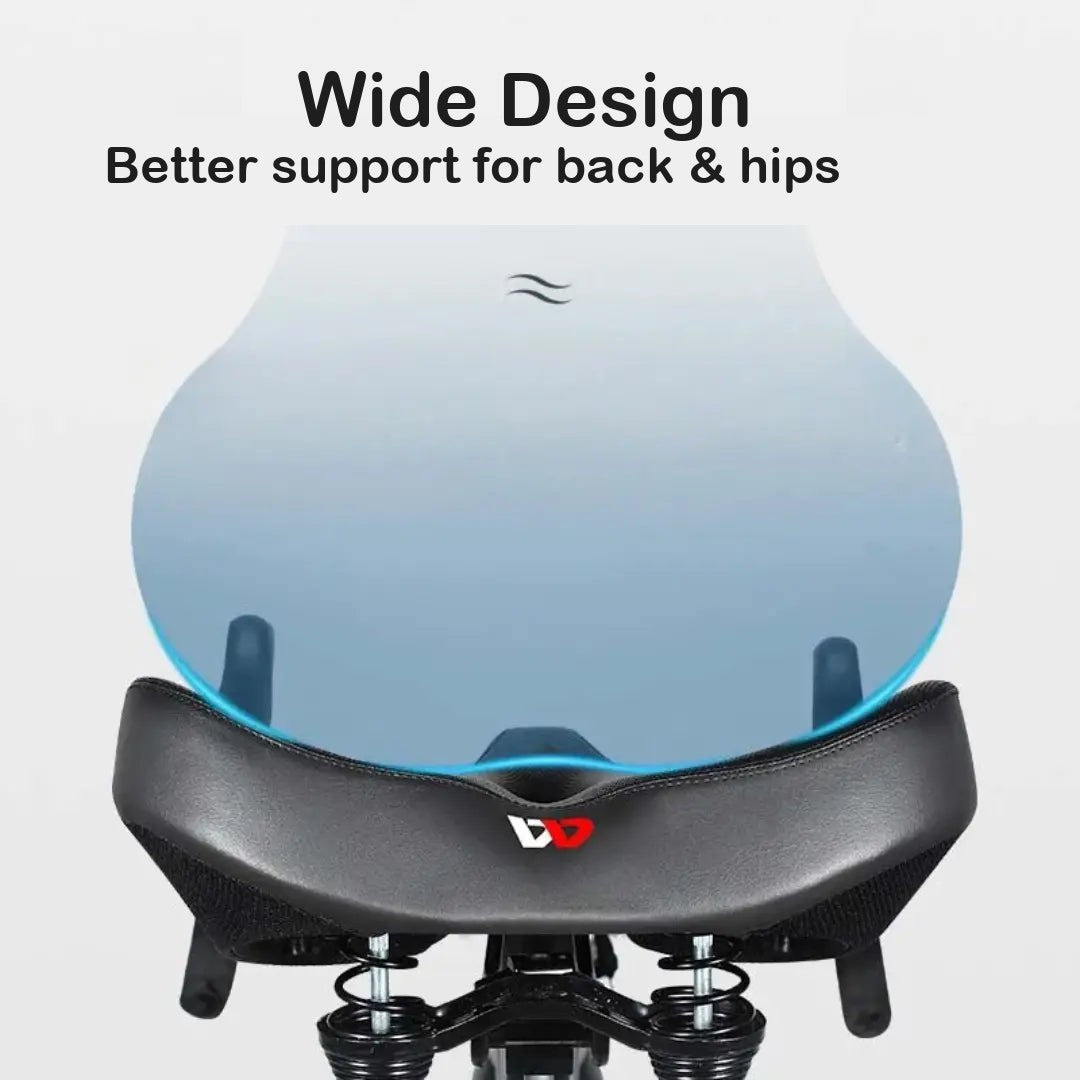 Wide Ergonomic Bike Saddle – Dual-Spring Shock-Absorbing Seat