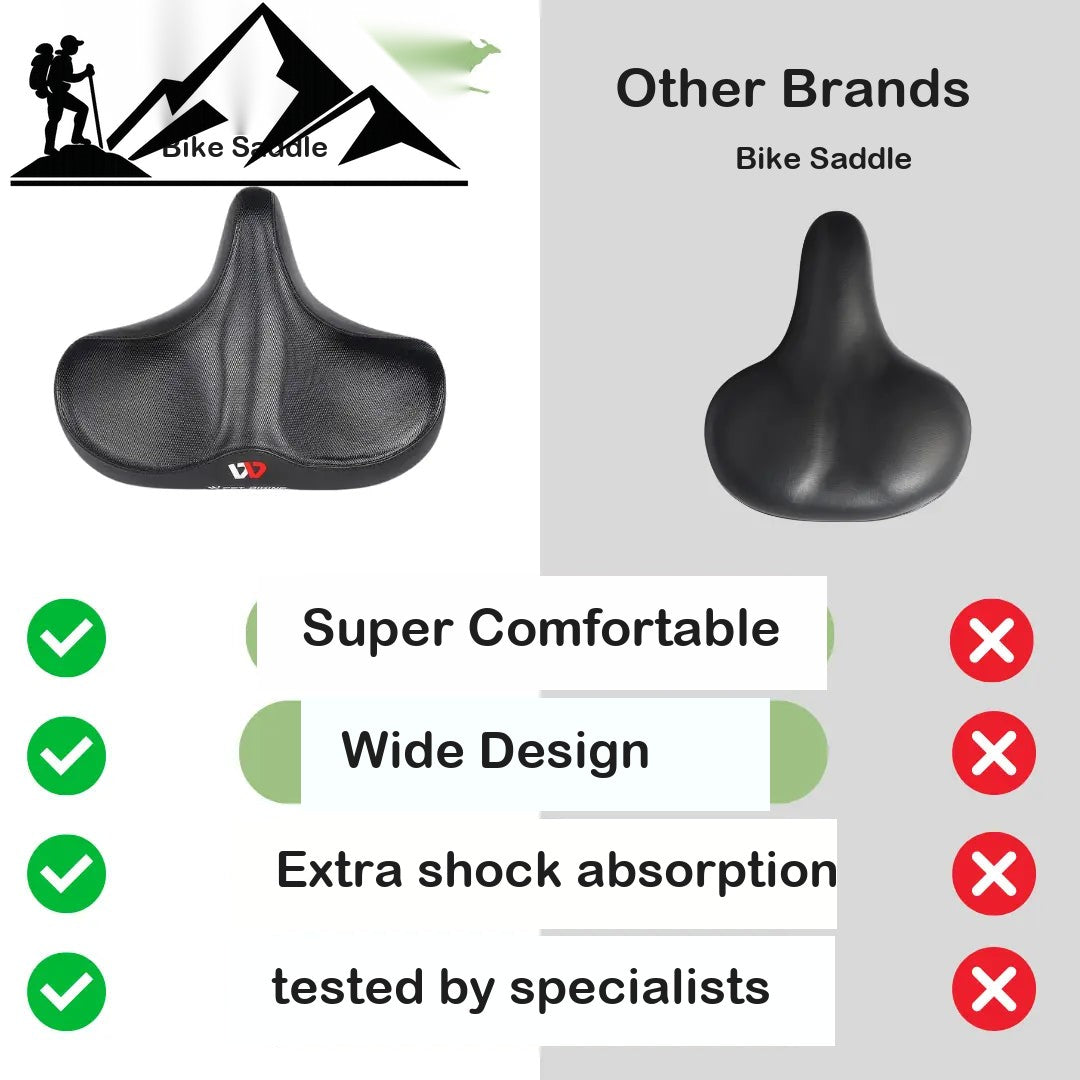 Wide Ergonomic Bike Saddle – Dual-Spring Shock-Absorbing Seat