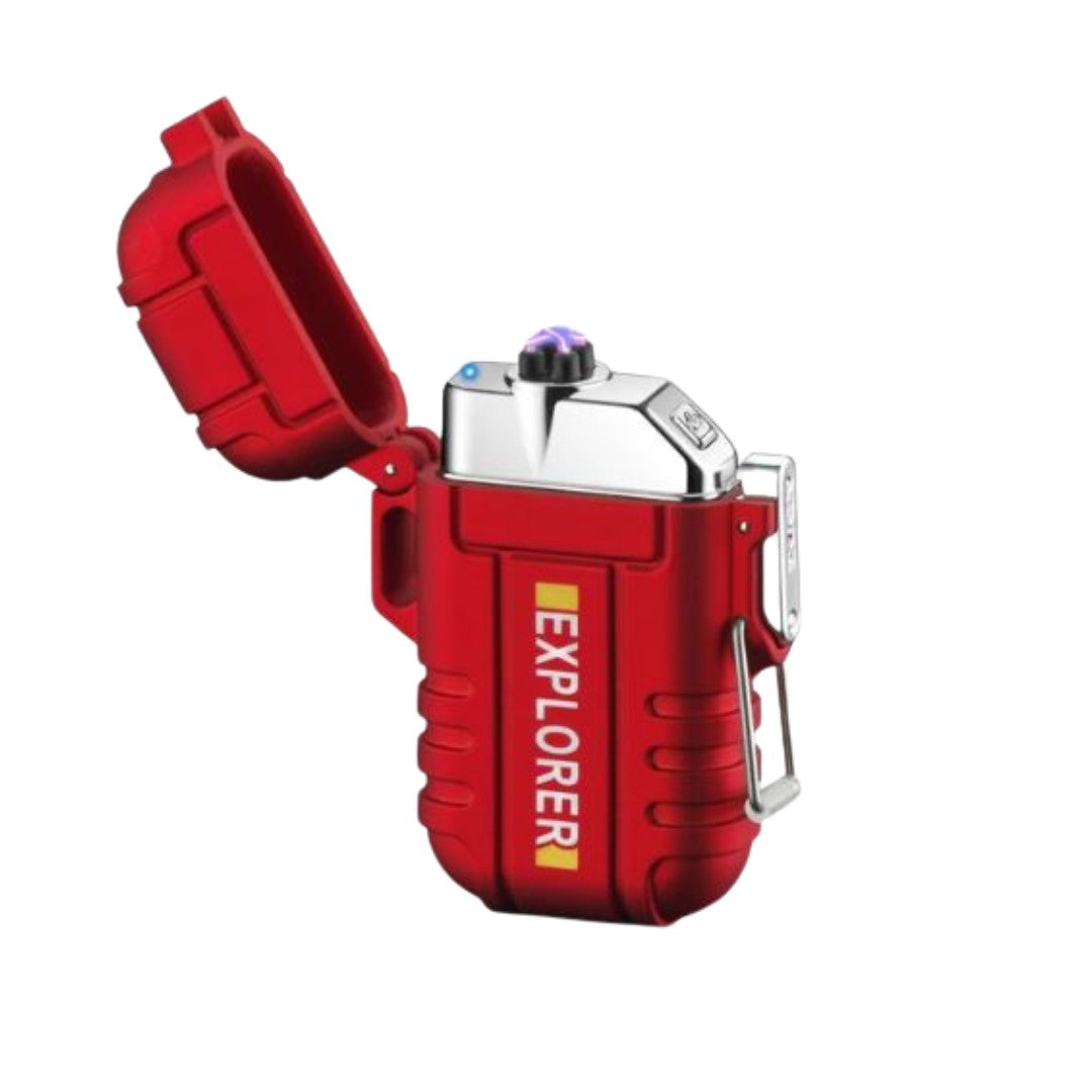 Windproof Electric Lighter – Waterproof Rechargeable Arc Lighter - Red 1
