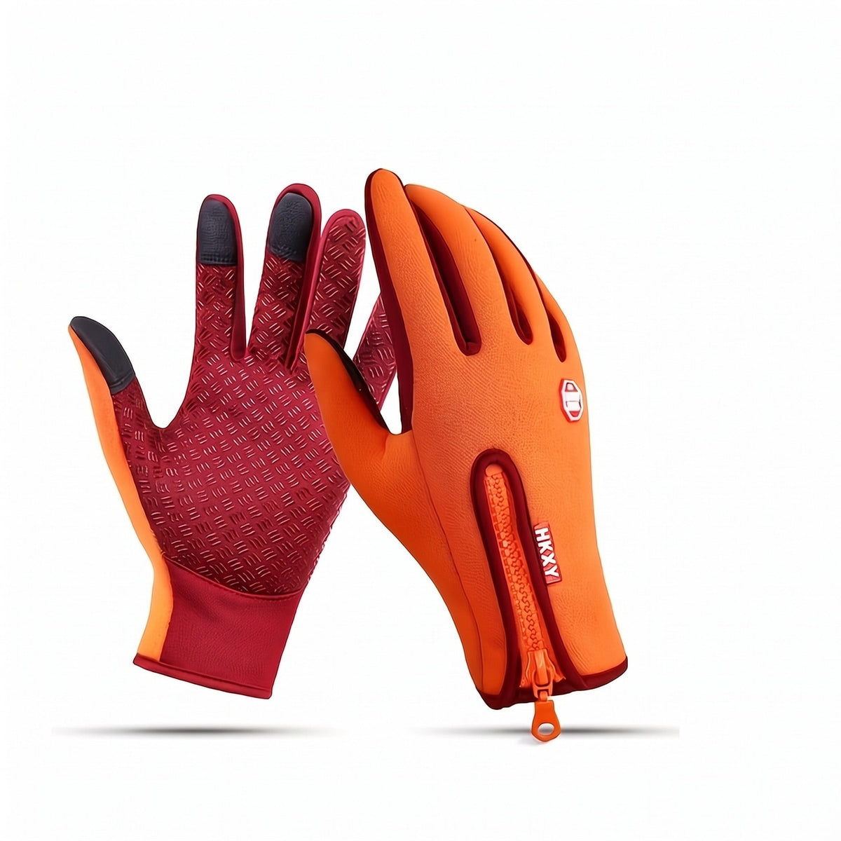 Windproof Touchscreen Gloves – Full-Finger Outdoor Winter Gloves - Orange