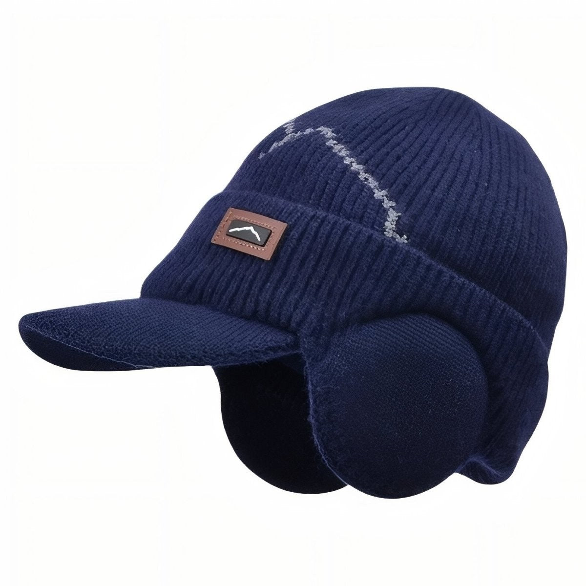 Winter Hat – Fleece-Lined Ear-Flap Visor Beanie - Navy Blue