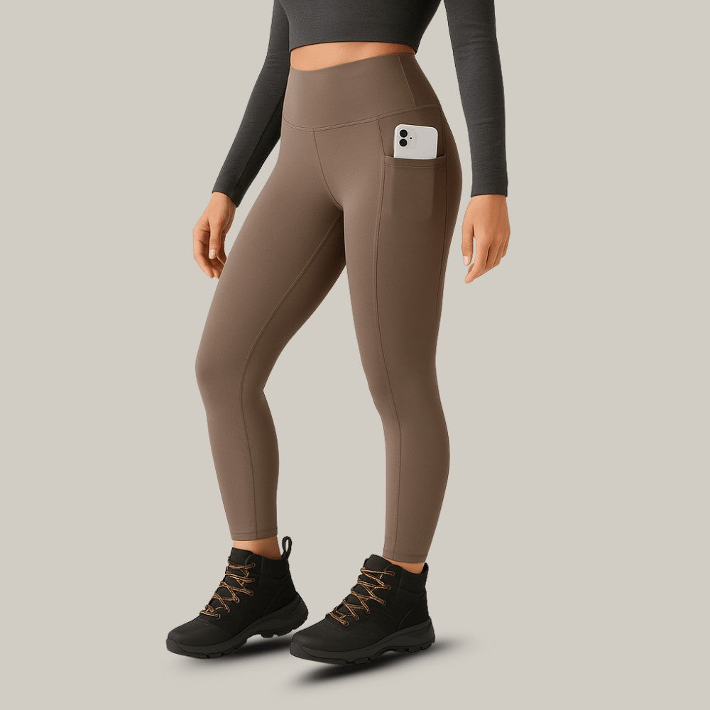 Women's Hiking Leggings – High-Waist Stretch Breathable - Khaki