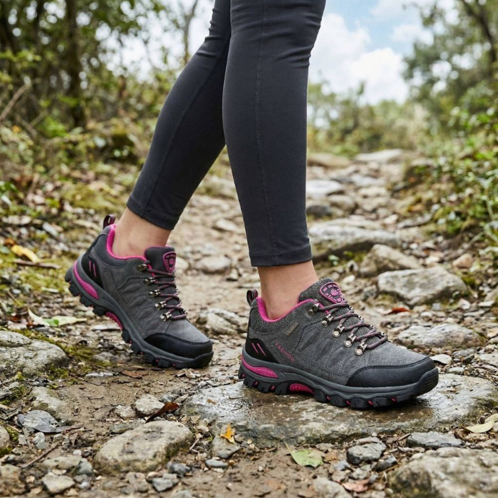 Women's Hiking Shoes – Waterproof Trail-Grip Sneakers - Gray