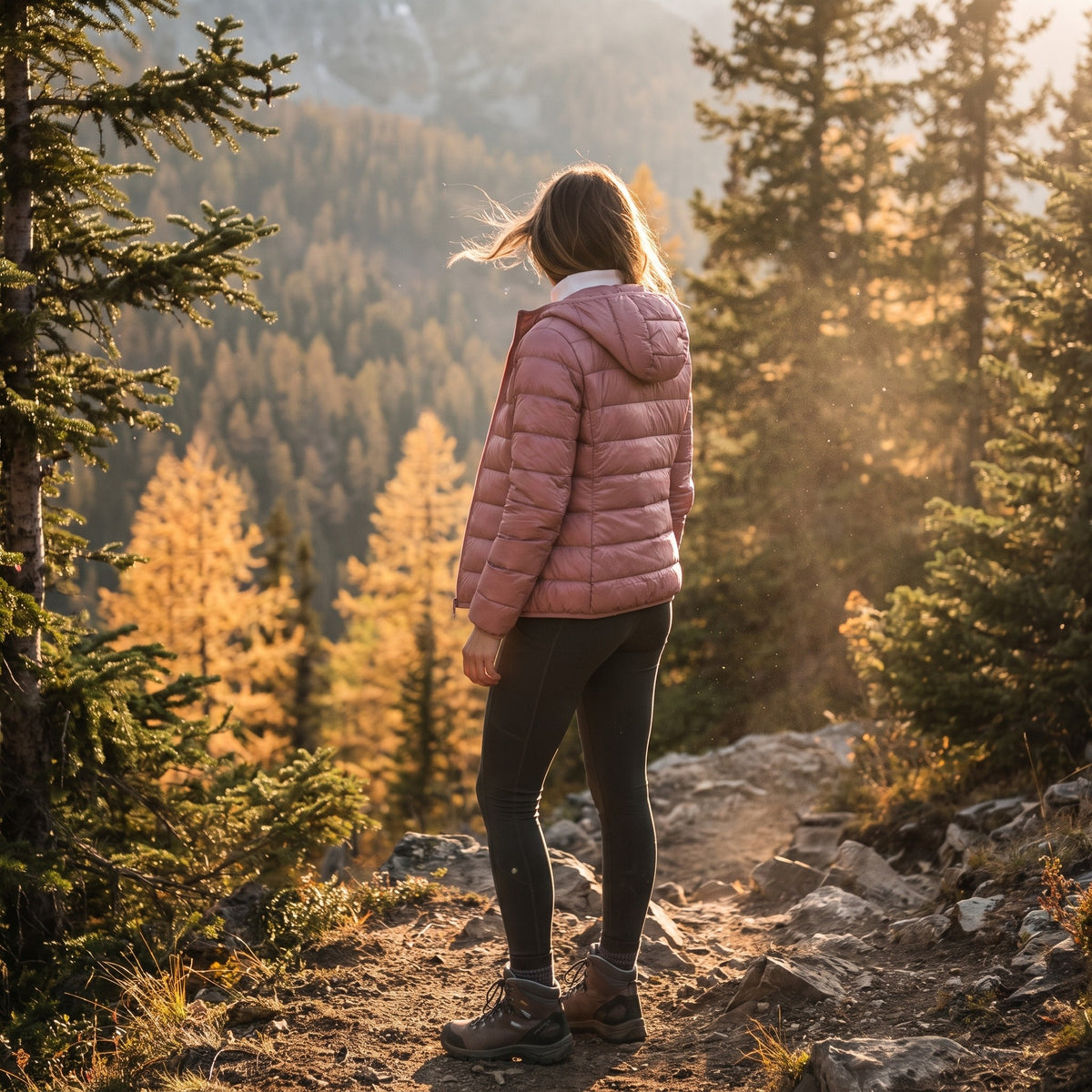 Women's Packable Down Hiking Jacket – Lightweight Hooded Layer