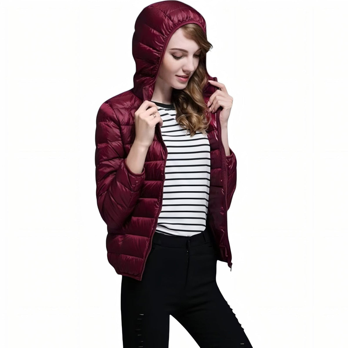 Women's Packable Down Hiking Jacket – Lightweight Hooded Layer