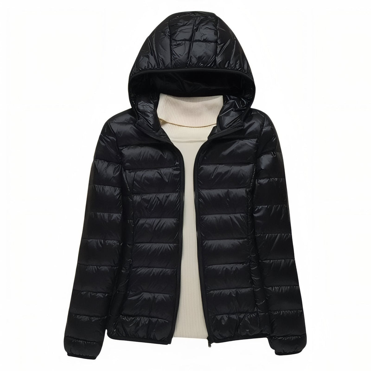 Women's Packable Down Hiking Jacket – Lightweight Hooded Layer - Black