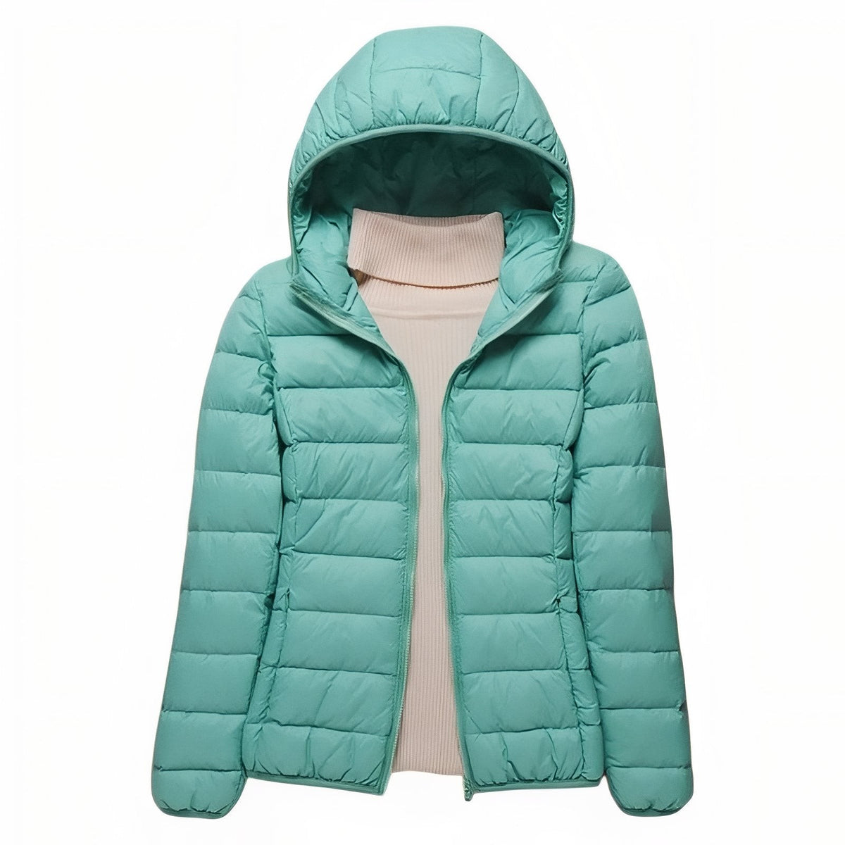 Women's Packable Down Hiking Jacket – Lightweight Hooded Layer - Mint Green