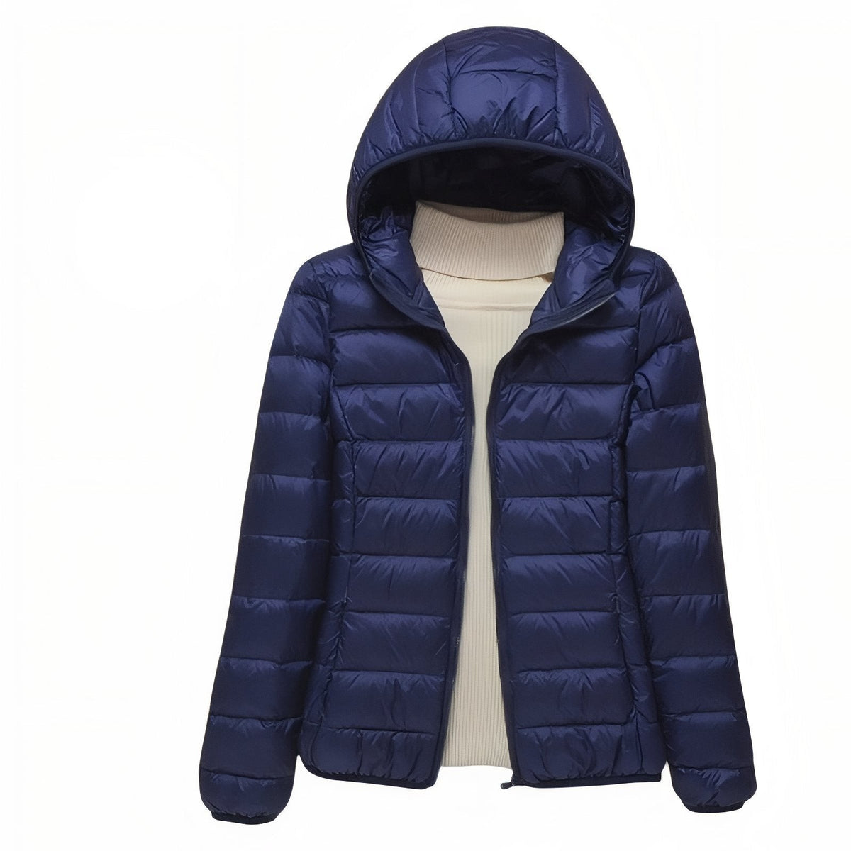 Women's Packable Down Hiking Jacket – Lightweight Hooded Layer - Navy Blue