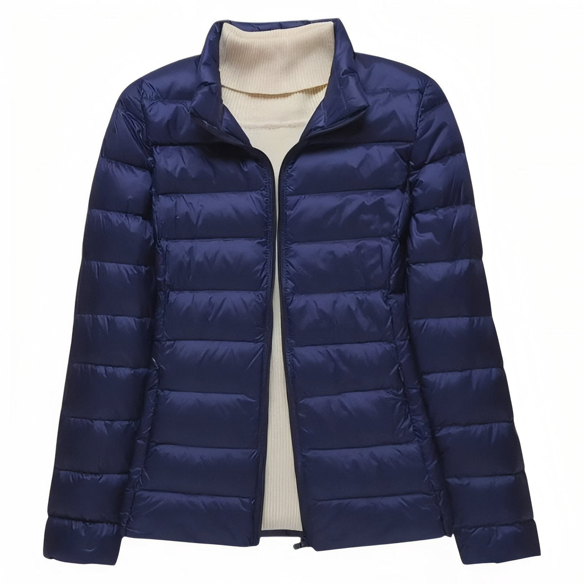 Women's Packable Down Hiking Jacket – Lightweight Hooded Layer - Navy Blue (Hoodless)