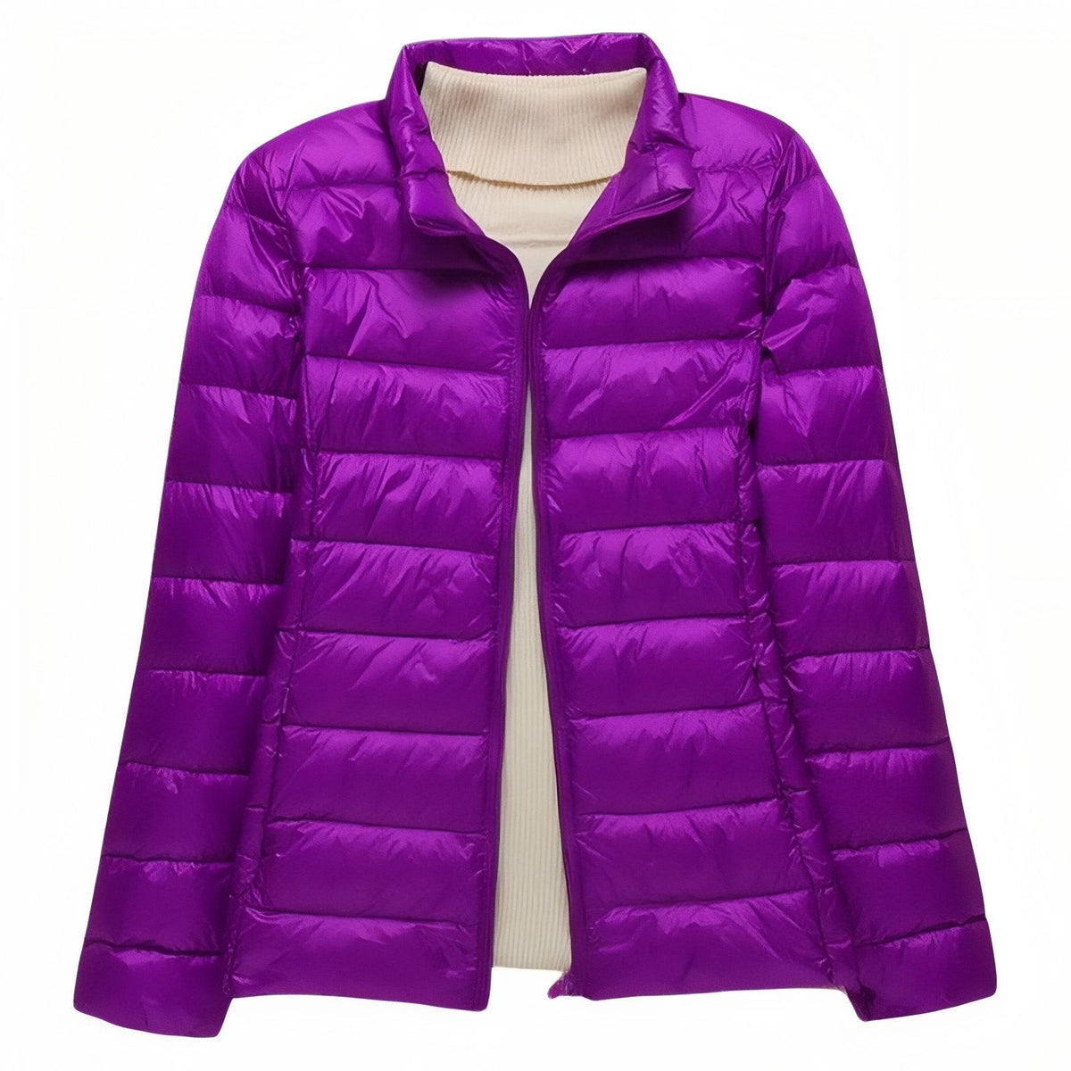 Women's Packable Down Hiking Jacket – Lightweight Hooded Layer - Purple (Hoodless)