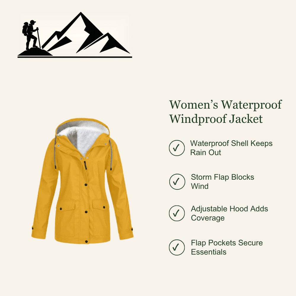 Women's Rain Jacket – Waterproof Windproof Storm-Flap Hooded