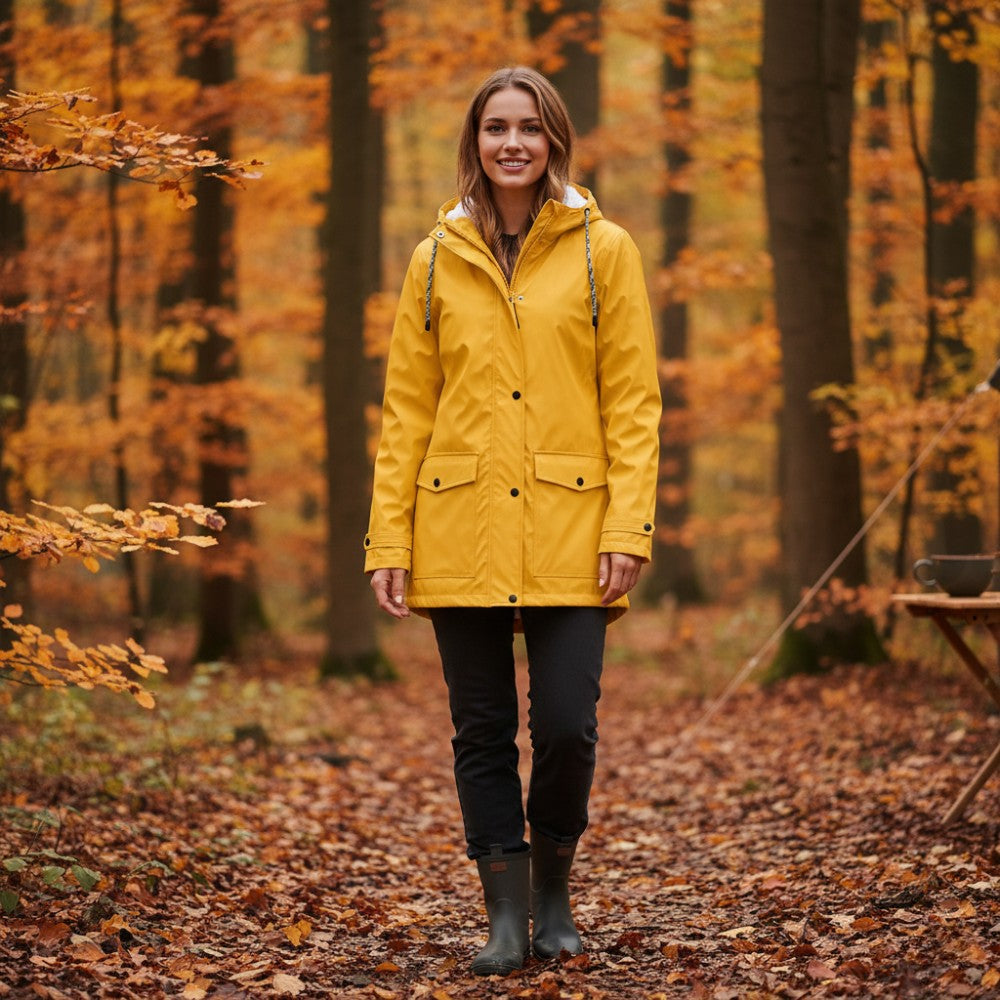 Women's Rain Jacket – Waterproof Windproof Storm-Flap Hooded