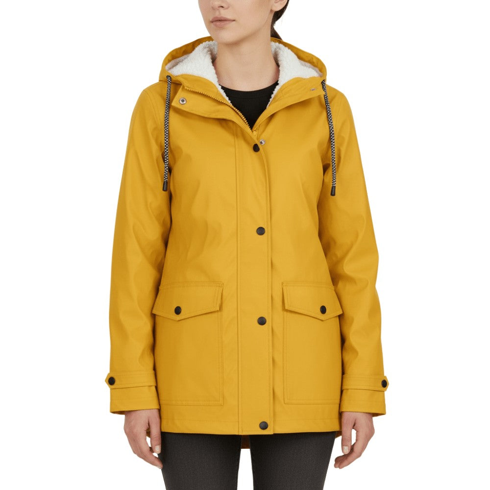 Women's Rain Jacket – Waterproof Windproof Storm-Flap Hooded - Yellow