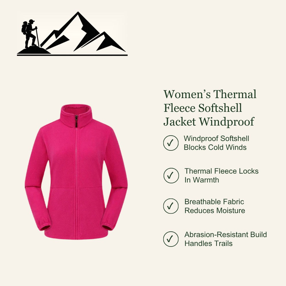 Women's Softshell Jacket – Windproof Thermal Fleece-Lined